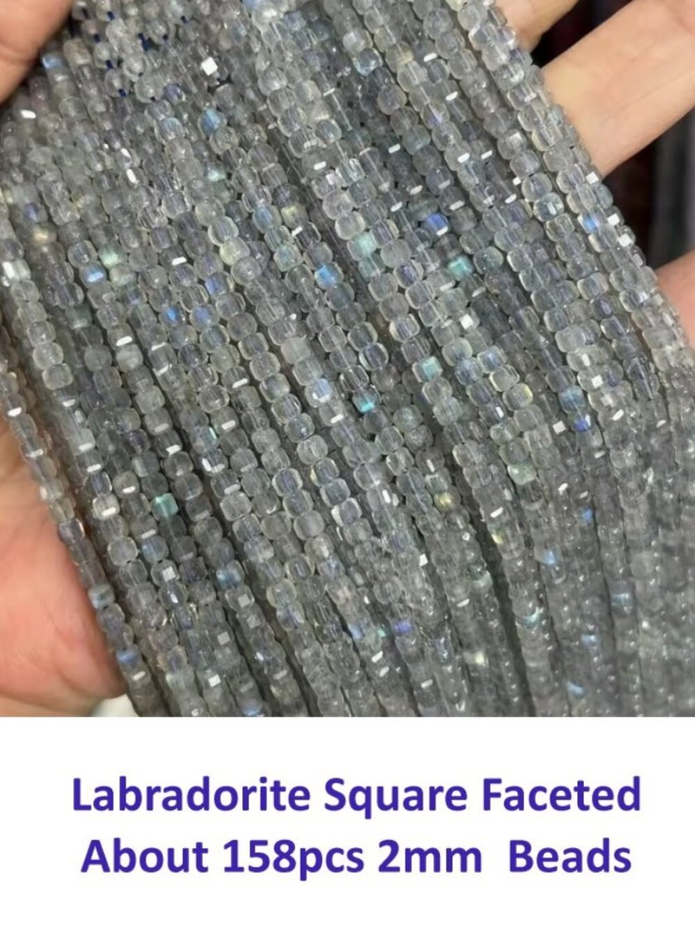 Labradorite Square Faceted Beads About 158pcs 2mm